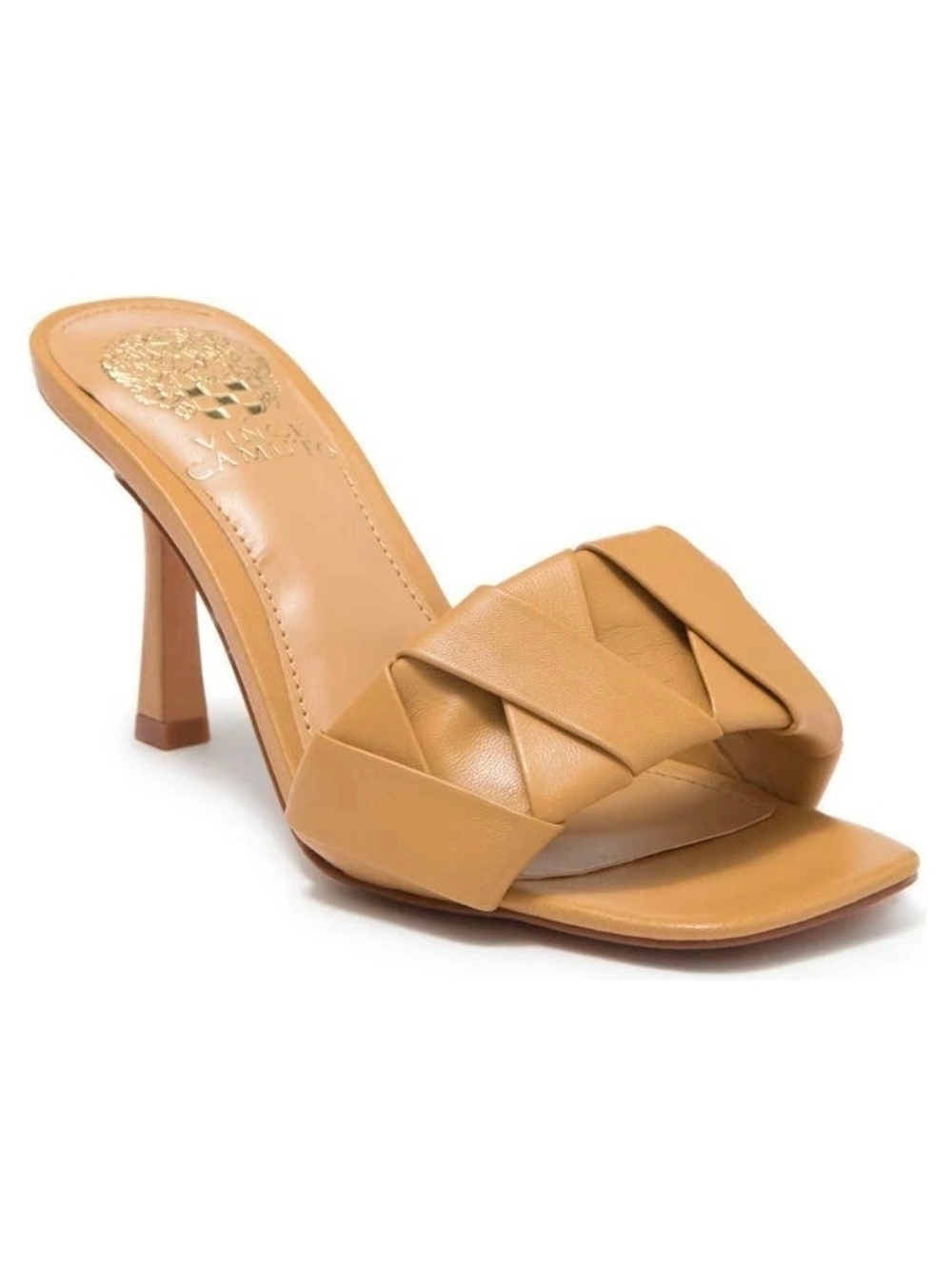 🆕🌹Endonta Pintucked Braided Leather Stiletto Sandal VINCE CAMUTO leche/bone 7 - Picture 1 of 8
